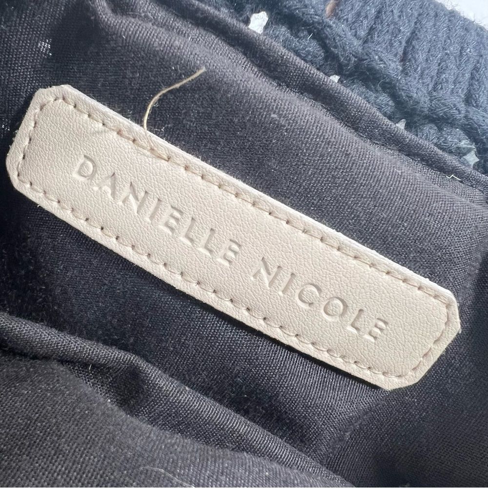 Danielle Nicole Macrame Handbag Black Fringe - image 7